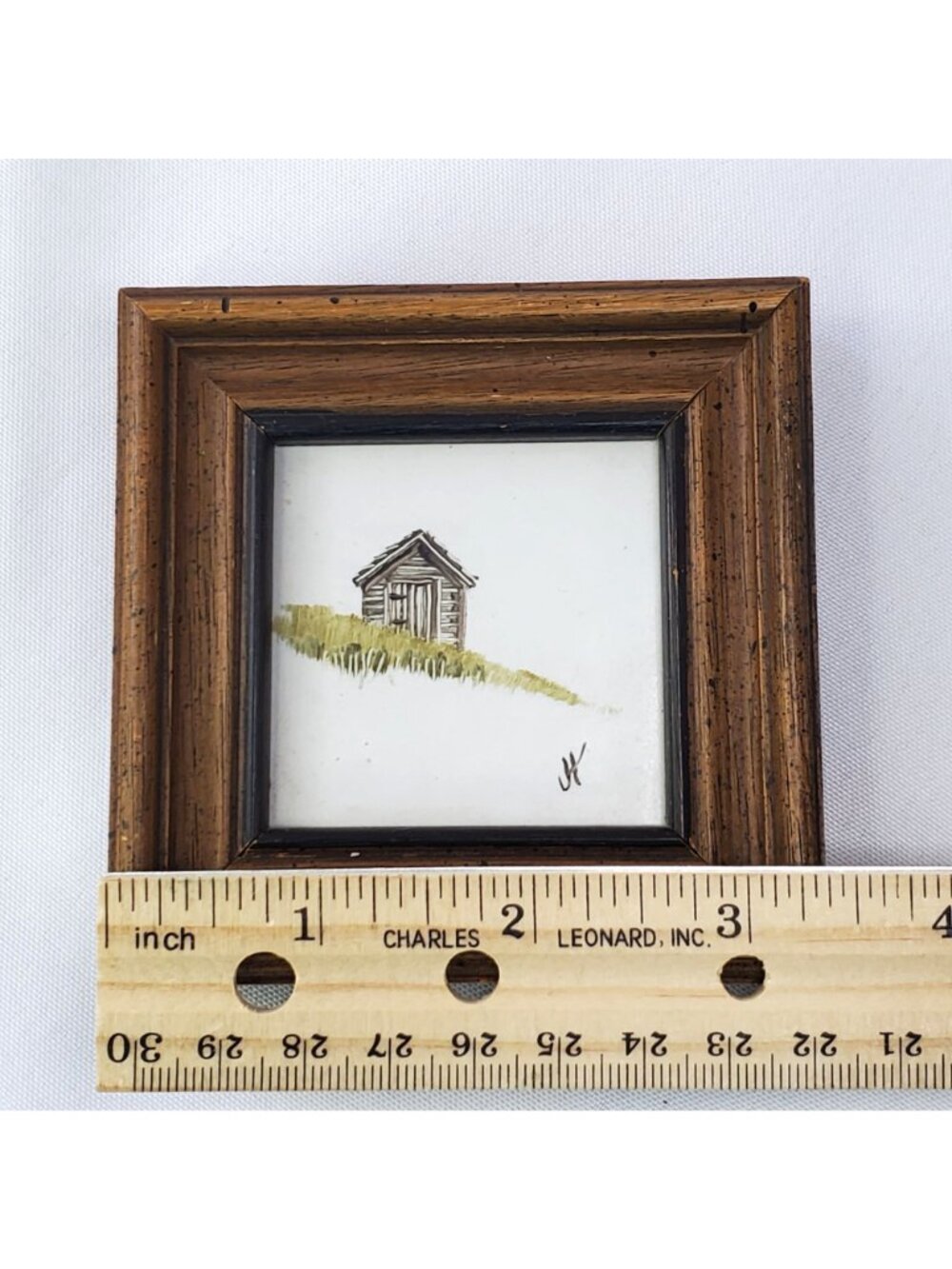 Miniature Tile Paintings By Joyce Minot, ND Rustic Wood Frames Farmhouse Country - Picture 11 of 13